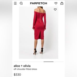 Alice + Olivia off shoulder fitted red dress size 6 NWT
